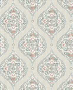 2821-25150 Adele Teal Damask Wallpaper