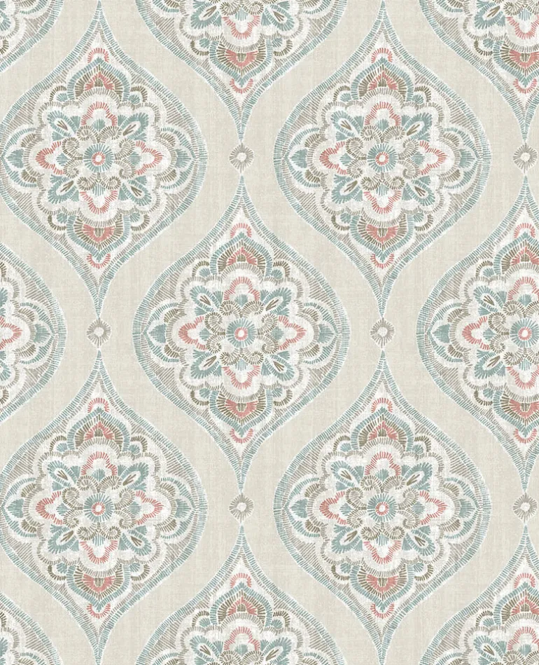 2821-25150 Adele Teal Damask Wallpaper