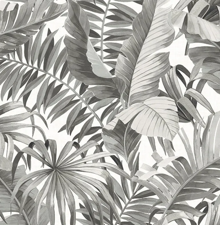 2744-24134 Alfresco Black Palm Leaf Wallpaper