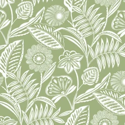 2969-87530 Alma Green Tropical Floral Wallpaper