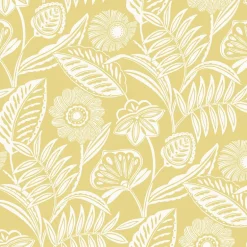2969-87529 Alma Yellow Tropical Floral Wallpaper