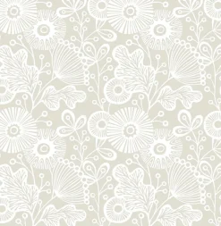 2821-25112 Ana Taupe Floral Wallpaper