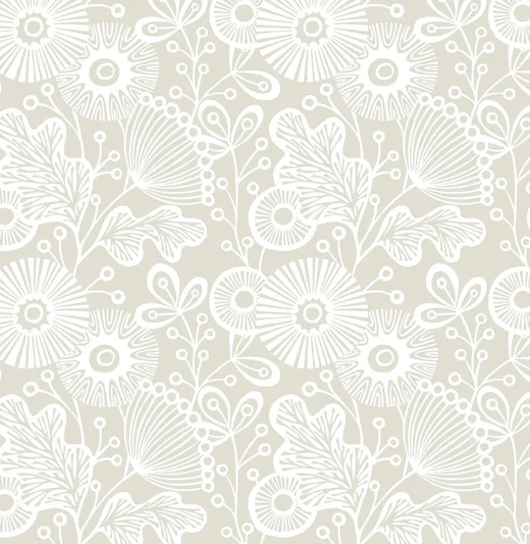2821-25112 Ana Taupe Floral Wallpaper