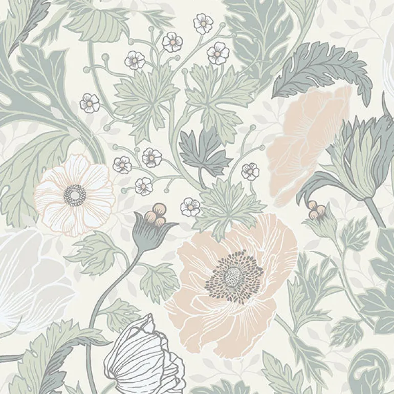 2948-33000 Anemone Light Grey Floral Wallpaper