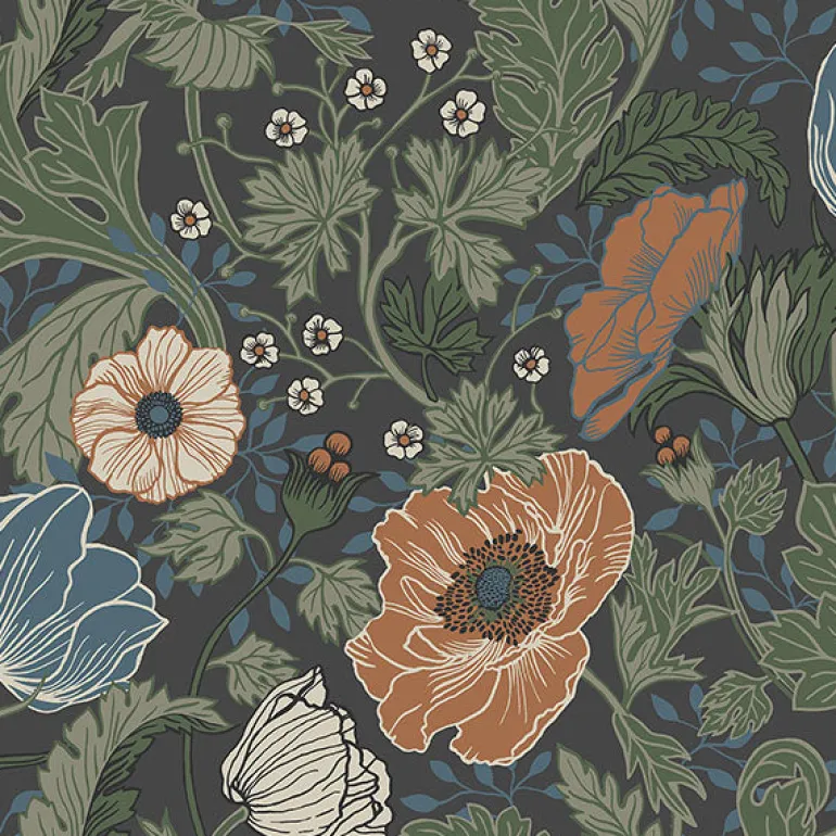 2948-33003 Anemone Multicolor Floral Wallpaper