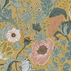2948-33002 Anemone Mustard Floral Wallpaper