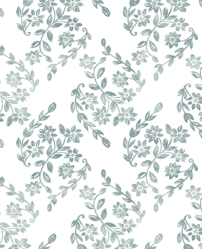 2901-25431 Arabesque Teal Floral Trail Wallpaper