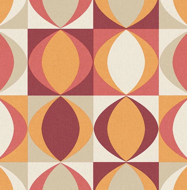 2903-25842 Archer Red Linen Geometric Wallpaper
