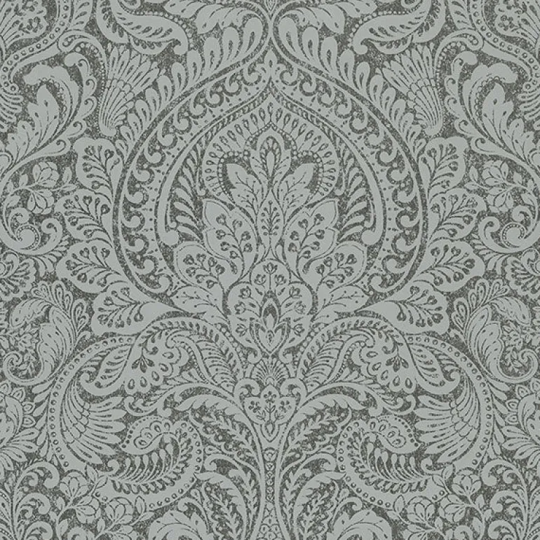 4019-86446 Artemis Pewter Floral Damask Wallpaper