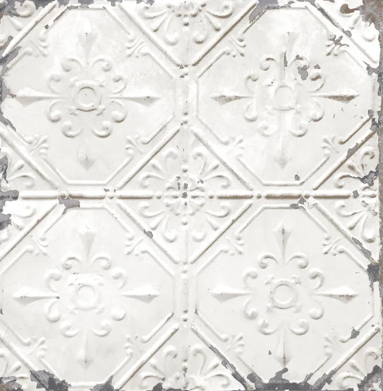 2767-22305 Artisan White Tin Ceiling Wallpaper