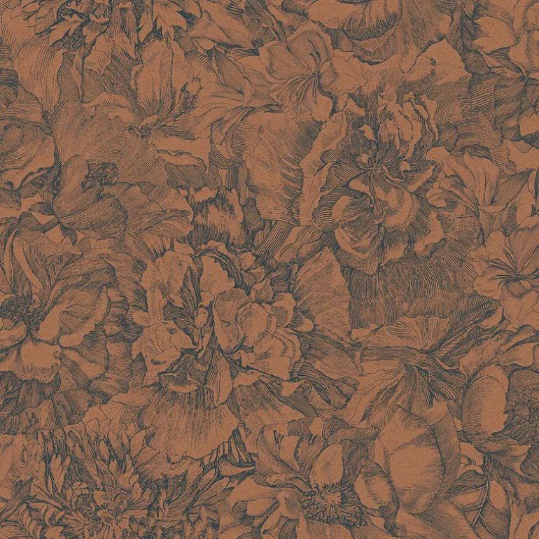 307344 Auguste Copper Floral Wallpaper
