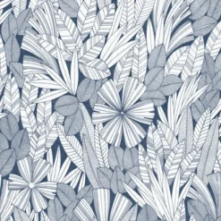 4081-26342 Bannon Blue Leaves Wallpaper