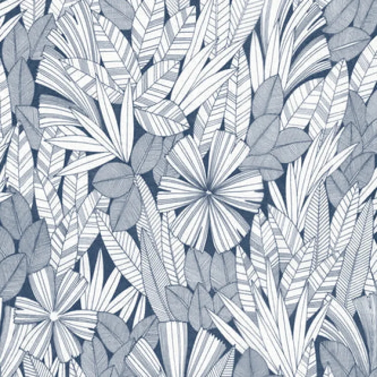 4081-26342 Bannon Blue Leaves Wallpaper