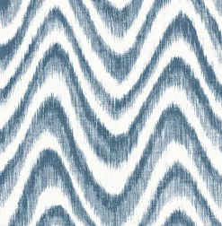 2901-25408 Bargello Blue Faux Grasscloth Wave Wallpaper