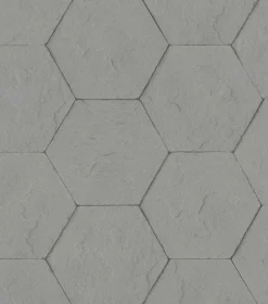 4015-427127 Bascom Dark Grey Stone Hexagon Wallpaper