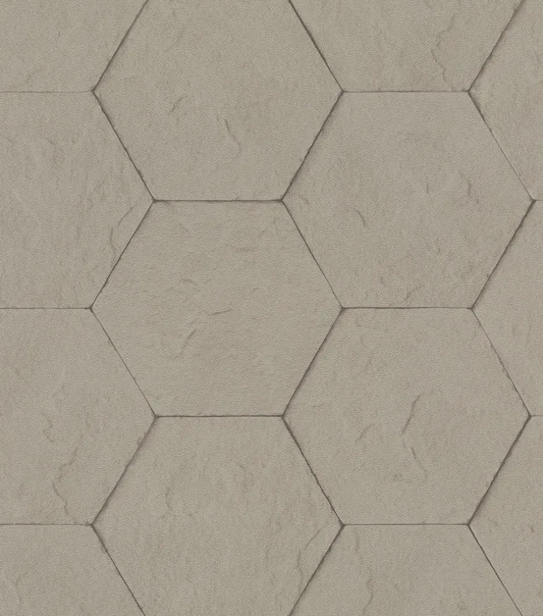 4015-427134 Bascom Light Grey Stone Hexagon Wallpaper