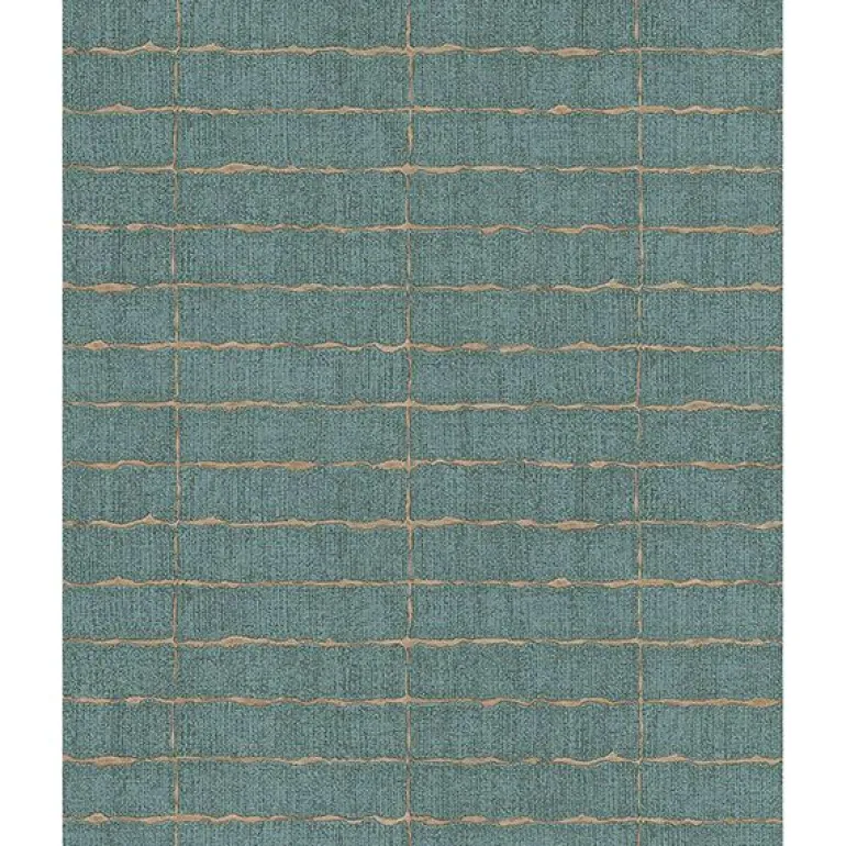 376071 Batna Teal Brick Wallpaper
