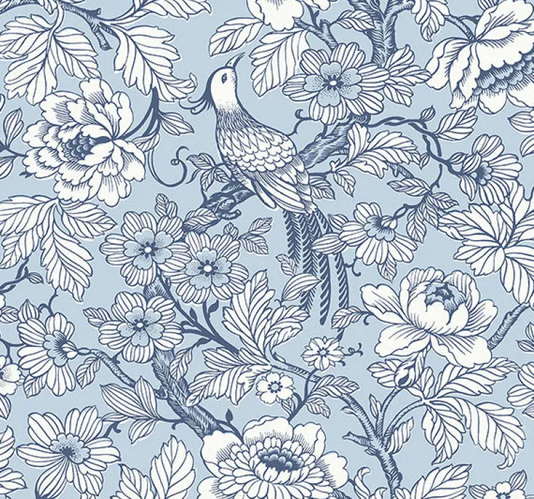 2927-80402 Beaufort Light Blue Peony Chinoiserie Wallpaper