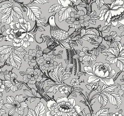 2927-80407 Beaufort Silver Peony Chinoiserie Wallpaper