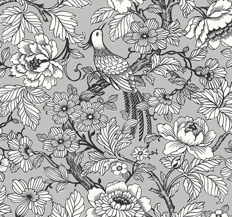 2927-80407 Beaufort Silver Peony Chinoiserie Wallpaper