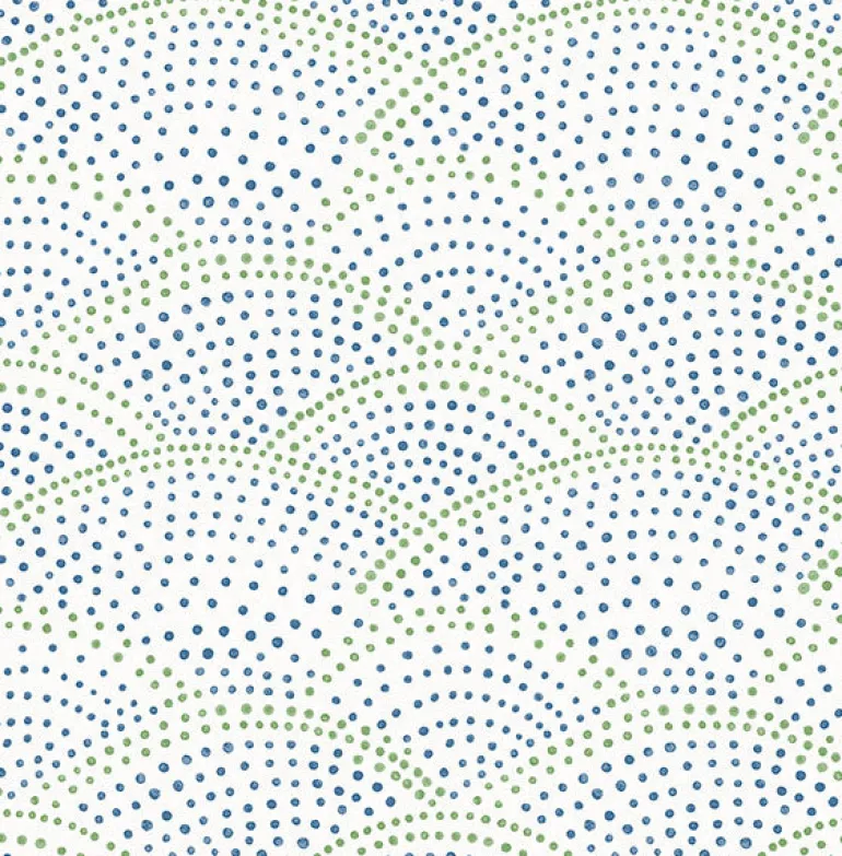 2903-25800 Bennett Blue Dotted Scallop Wallpaper