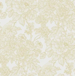 2901-25413 Birds of Paraside Breeze Mustard Floral Wallpaper