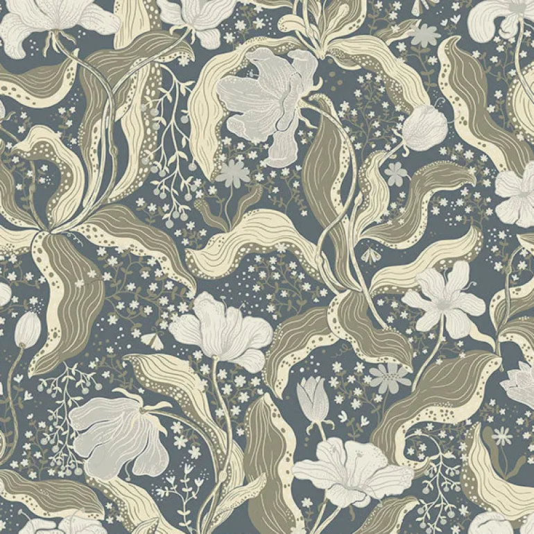 2932-65117 Bodri Blue Tulip Garden Wallpaper