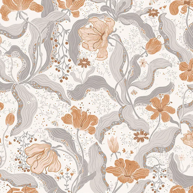 2932-65114 Bodri Grey Tulip Garden Wallpaper
