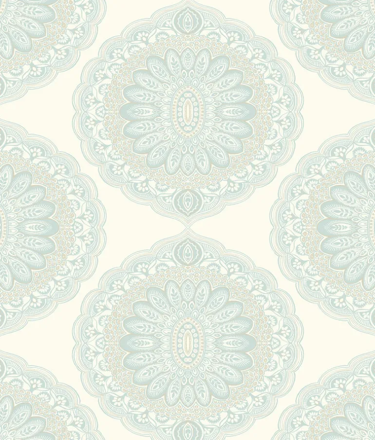 3117-12303 Bolinas Aquamarine Medallion Wallpaper
