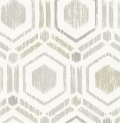 2901-25434 Borneo Light Grey Geometric Grasscloth Wallpaper