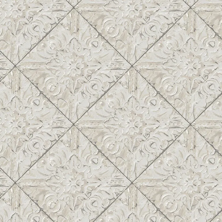 3119-13094 Brandi Grey Metallic Faux Tile Wallpaper