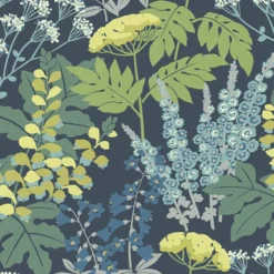2973-90001 Brie Dark Blue Forest Flowers Wallpaper