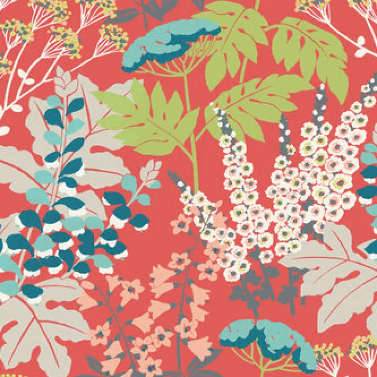 2973-90021 Brie Red Forest Flowers Wallpaper