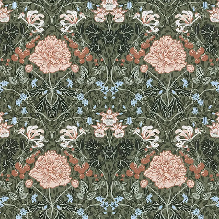 2948-28019 Celestine Green Floral Wallpaper