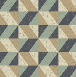 2896-25310 Cerium Blue Concrete Geometric Wallpaper
