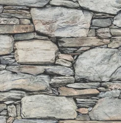 2922-22304 Cesar Grey Stone Wall Wallpaper