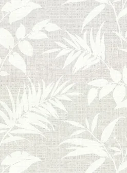 2921-50808 Chandler Grey Botanical Faux Grasscloth Wallpaper