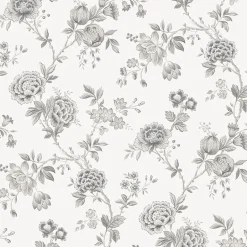 3123-02216 Chrysanthemum Grey Jacobean Wallpaper