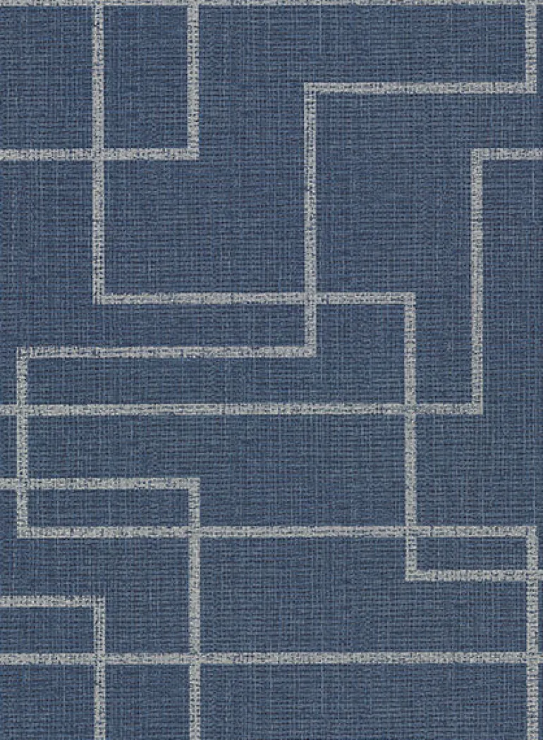 2921-50512 Clarendon Indigo Geometric Faux Grasscloth Wallpaper