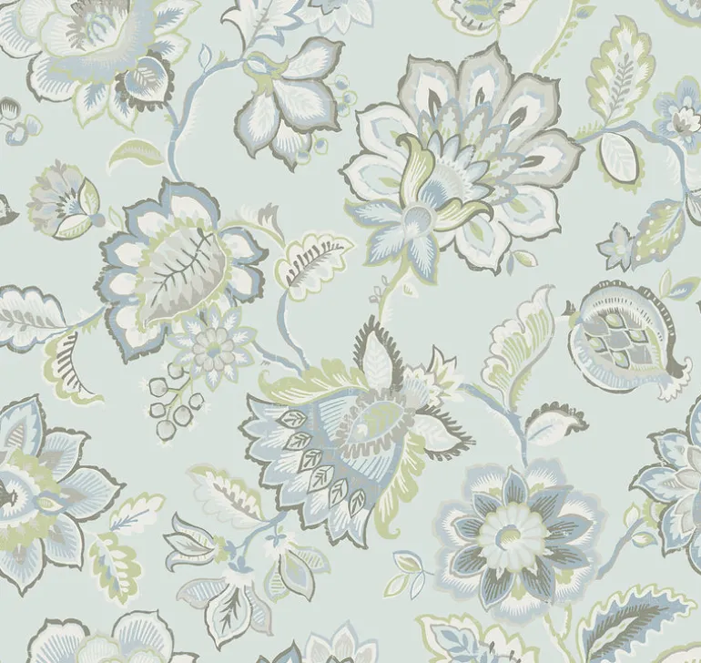 2901-87515 Corona Light Blue Jacobean Wallpaper