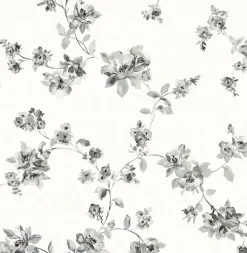 3123-24482 Cyrus Charcoal Festive Floral Wallpaper