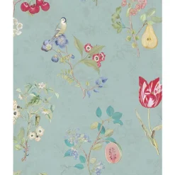 375022 Danique Teal Garden Wallpaper
