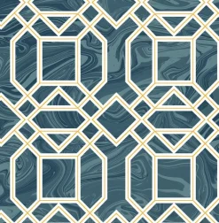 2763-24222 Daphne Blue Trellis Wallpaper