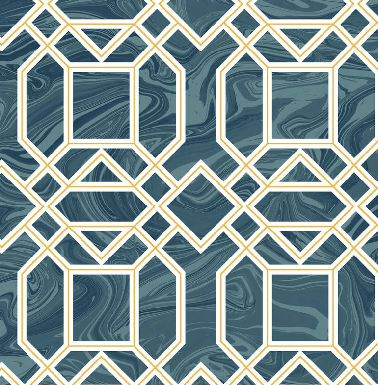 2763-24222 Daphne Blue Trellis Wallpaper