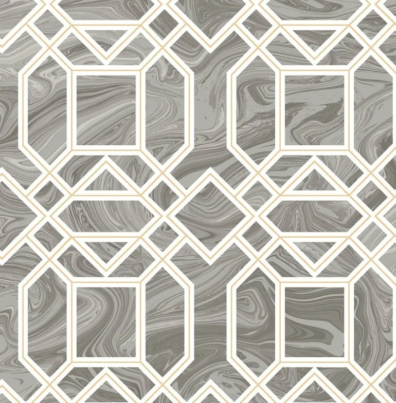 2763-24245 Daphne Grey Trellis Wallpaper
