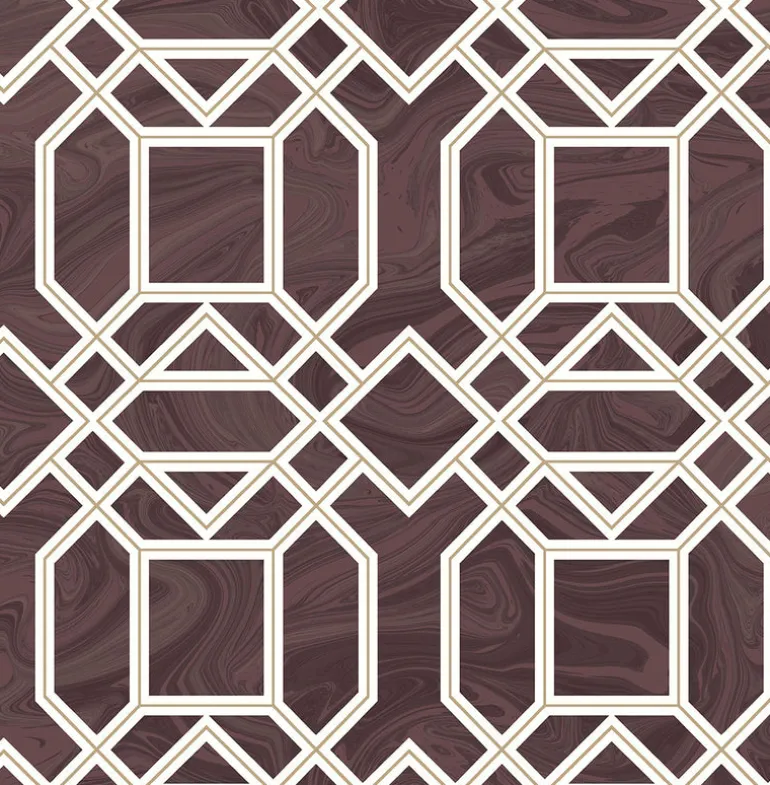 2763-24223 Daphne Maroon Trellis Wallpaper