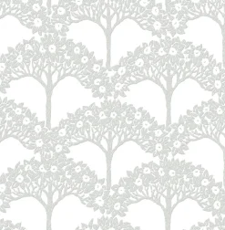 2970-26110 Dawson Light Grey Magnolia Tree Wallpaper