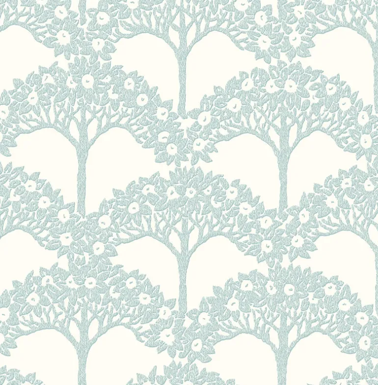 2970-26111 Dawson Turquoise Magnolia Tree Wallpaper