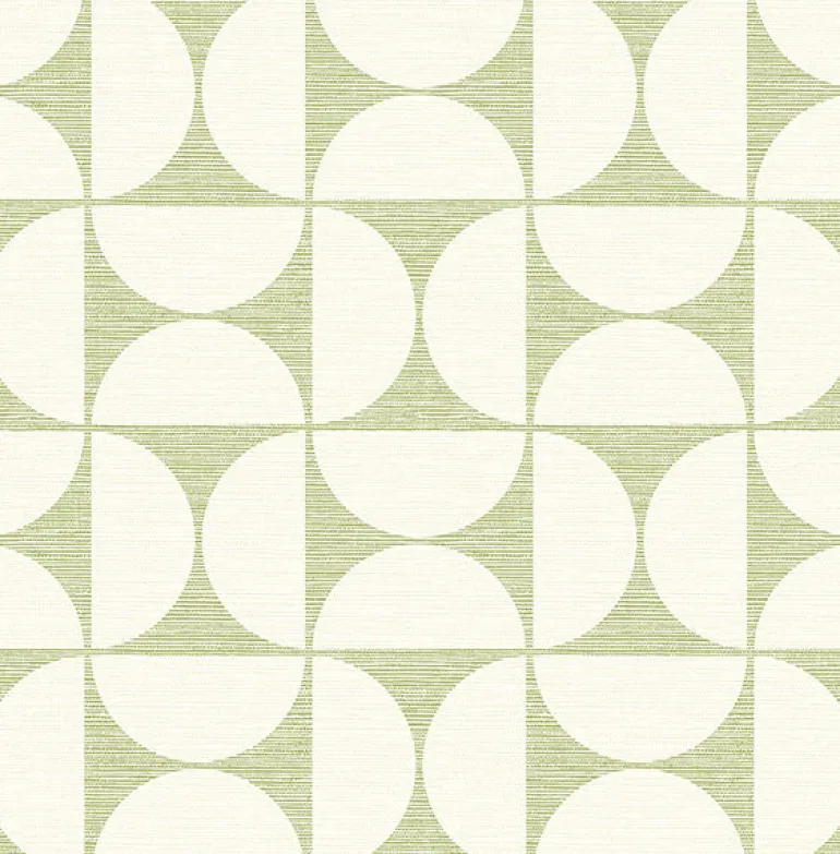 2904-25670 Deedee Green Geometric Faux Grasscloth Wallpaper