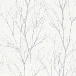 2979-37260-2 Diani White Metallic Tree Wallpaper